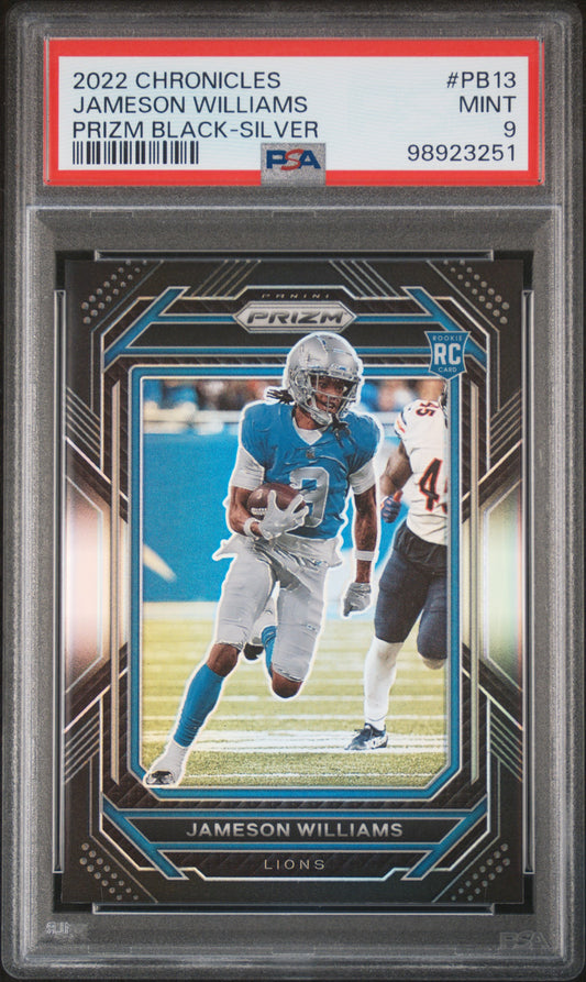 2022 Panini Prizm Black #PB13 Jameson Williams Prizm Black-Silver PSA 9
