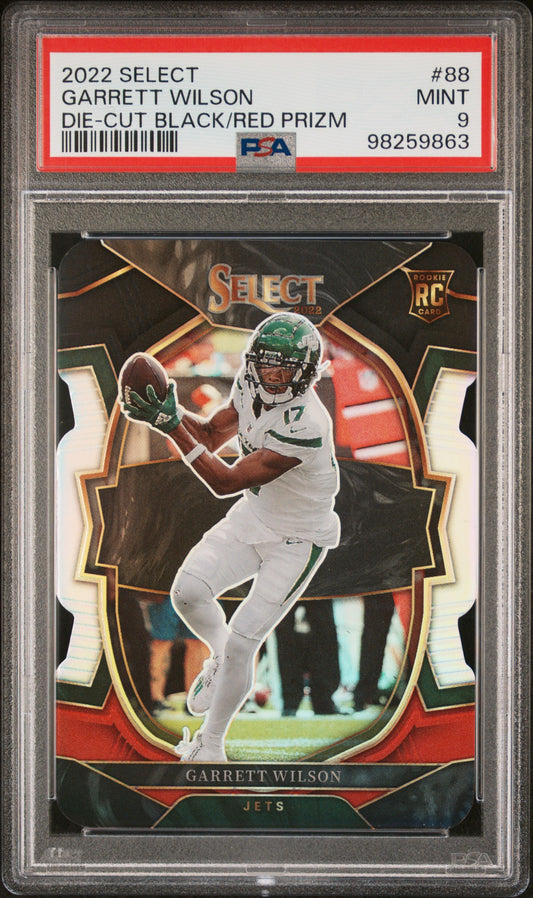 2022 Panini Select #88 Garrett Wilson Die-Cut Black/Red Prizm PSA 9