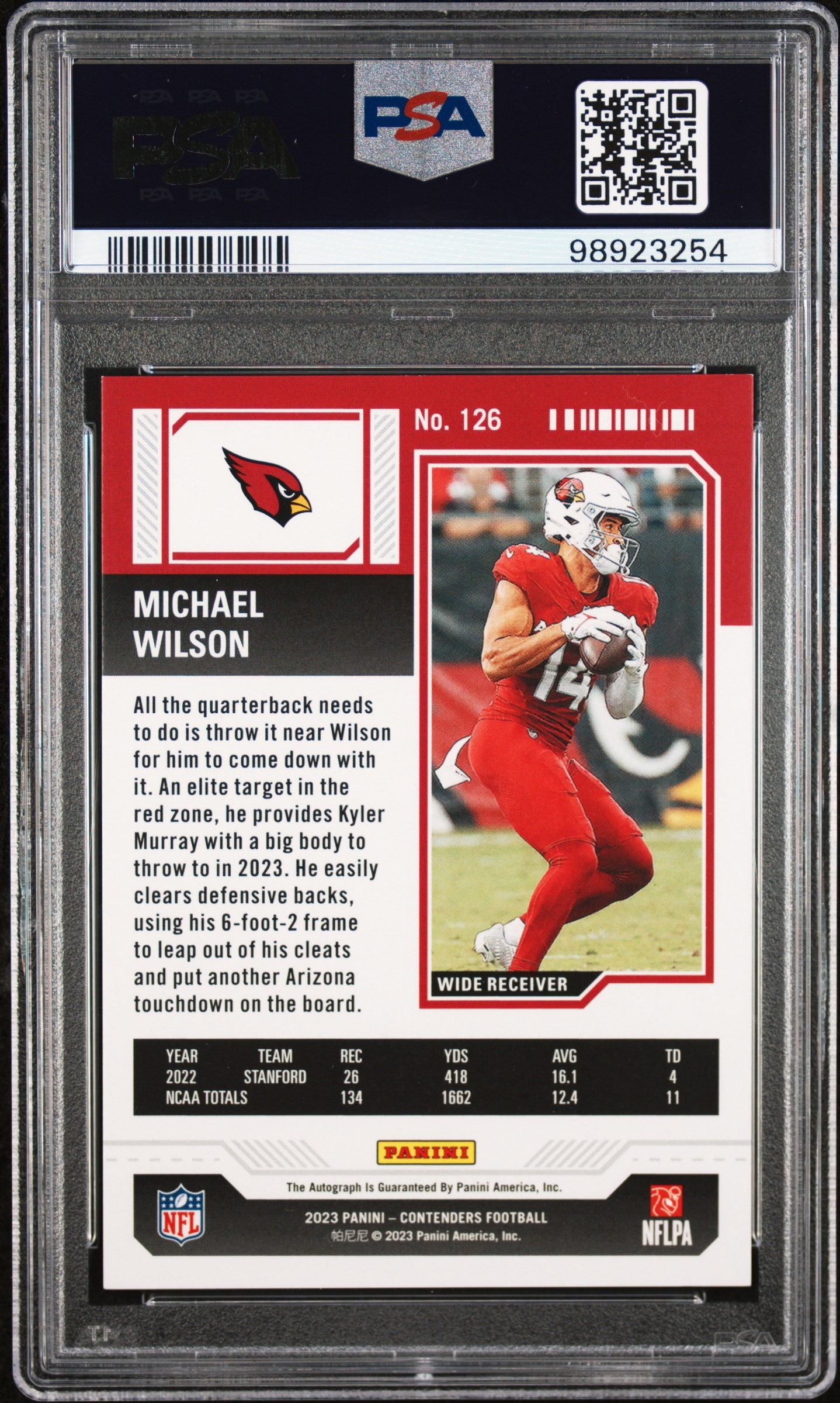 2023 Panini Contenders #126 Michael Wilson Autograph PSA 9