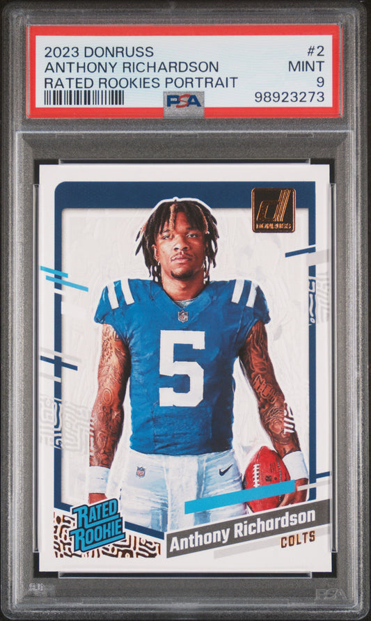 2023 Panini Donruss Rated Rookies Portrait #2 Anthony Richardson PSA 9