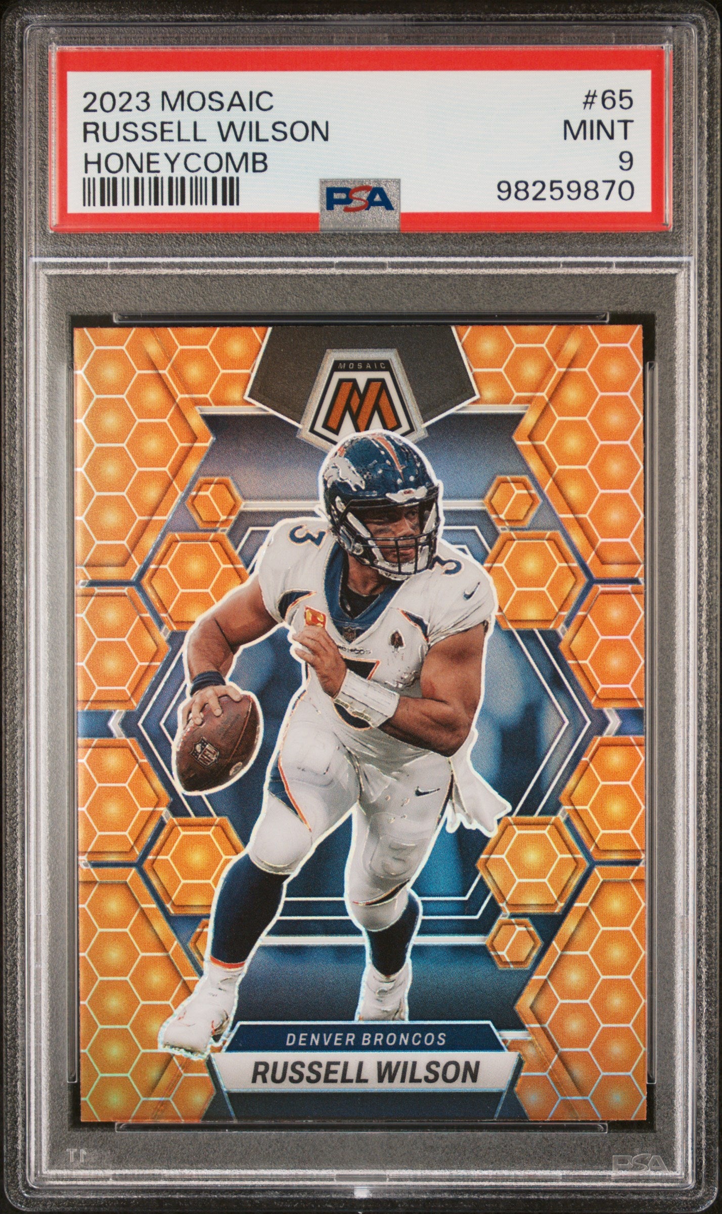 2023 Panini Mosaic #65 Russell Wilson Honeycomb PSA 9