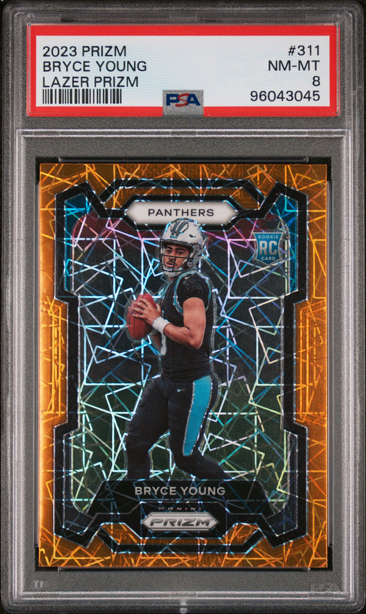 2023 Panini Prizm #311 Bryce Young Lazer Prizm PSA 8