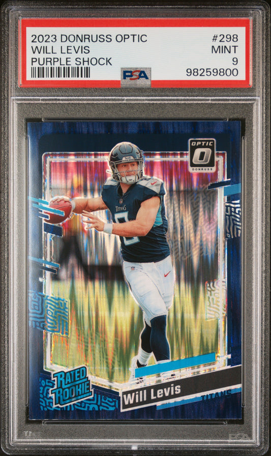 2023 Panini Donruss Optic #298 Will Levis Purple Shock PSA 9