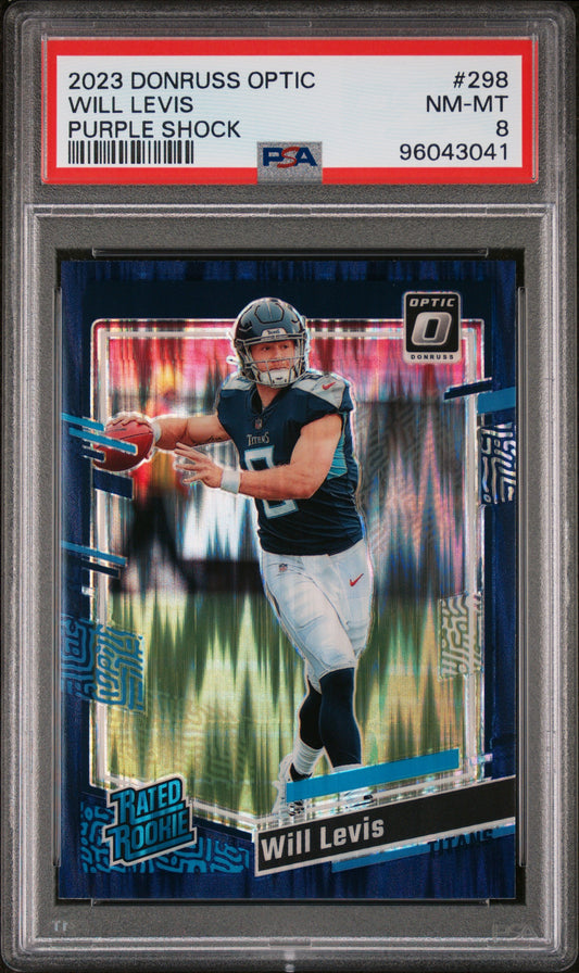 2023 Panini Donruss Optic #298 Will Levis Purple Shock PSA 8