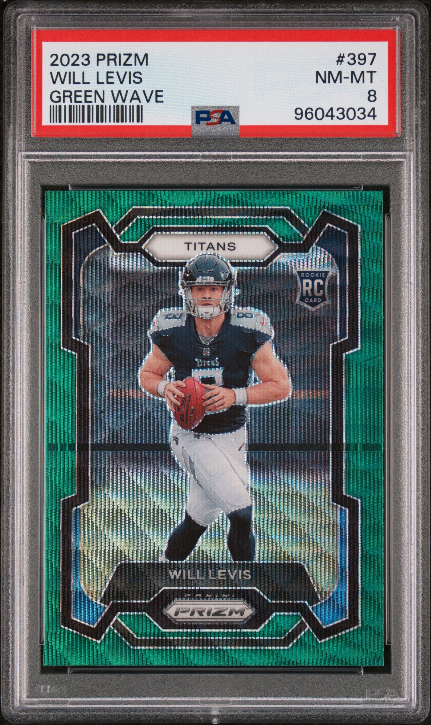 2023 Panini Prizm #397 Will Levis Green Wave PSA 8