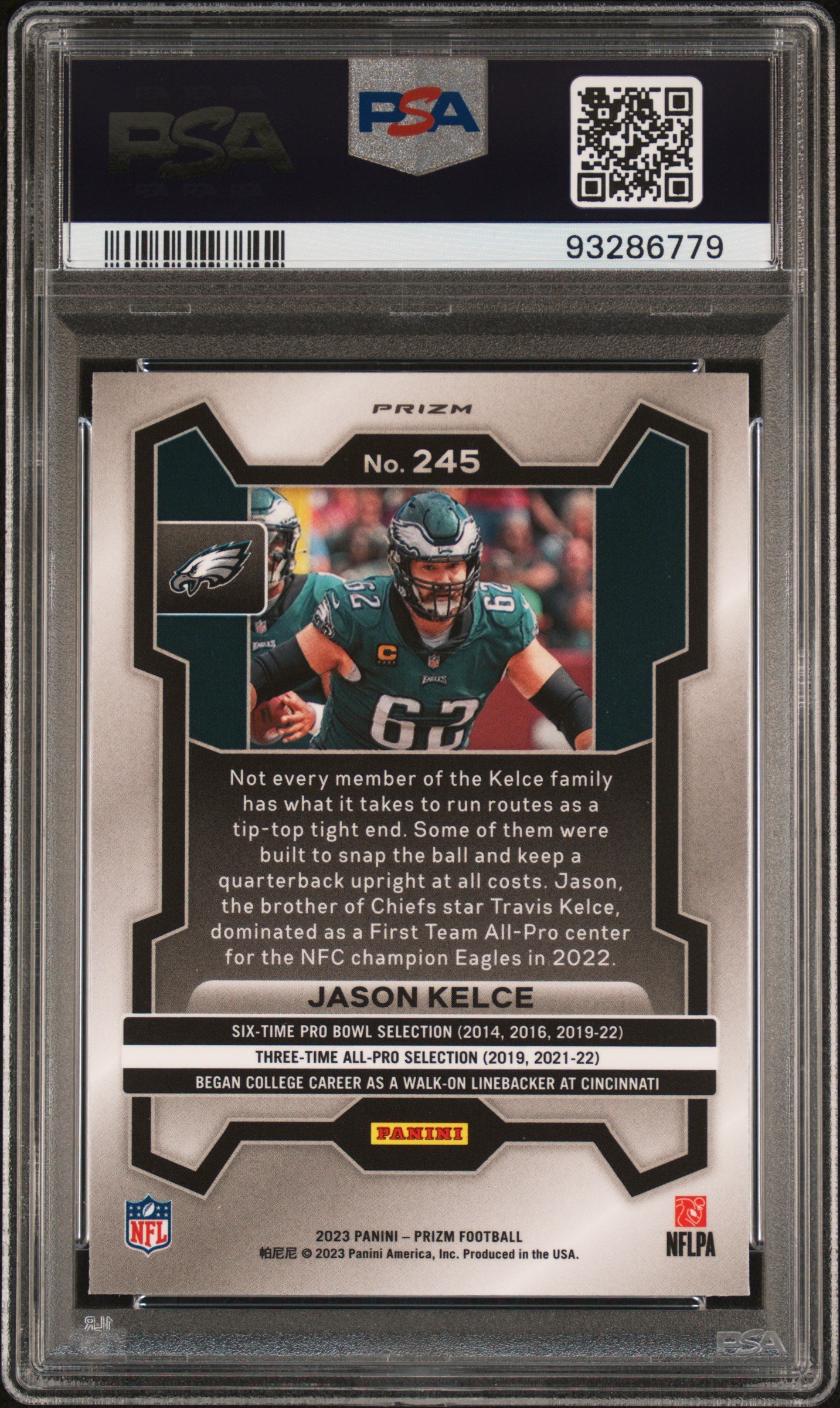 2023 Panini Prizm #245 Jason Kelce Silver Prizm PSA 10