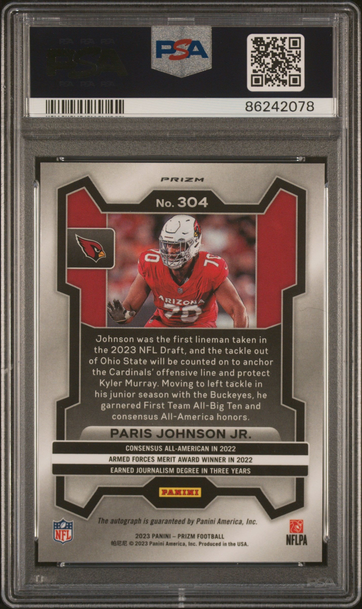 2023 Panini Prizm #304 Paris Johnson Jr. Autograph PSA 10