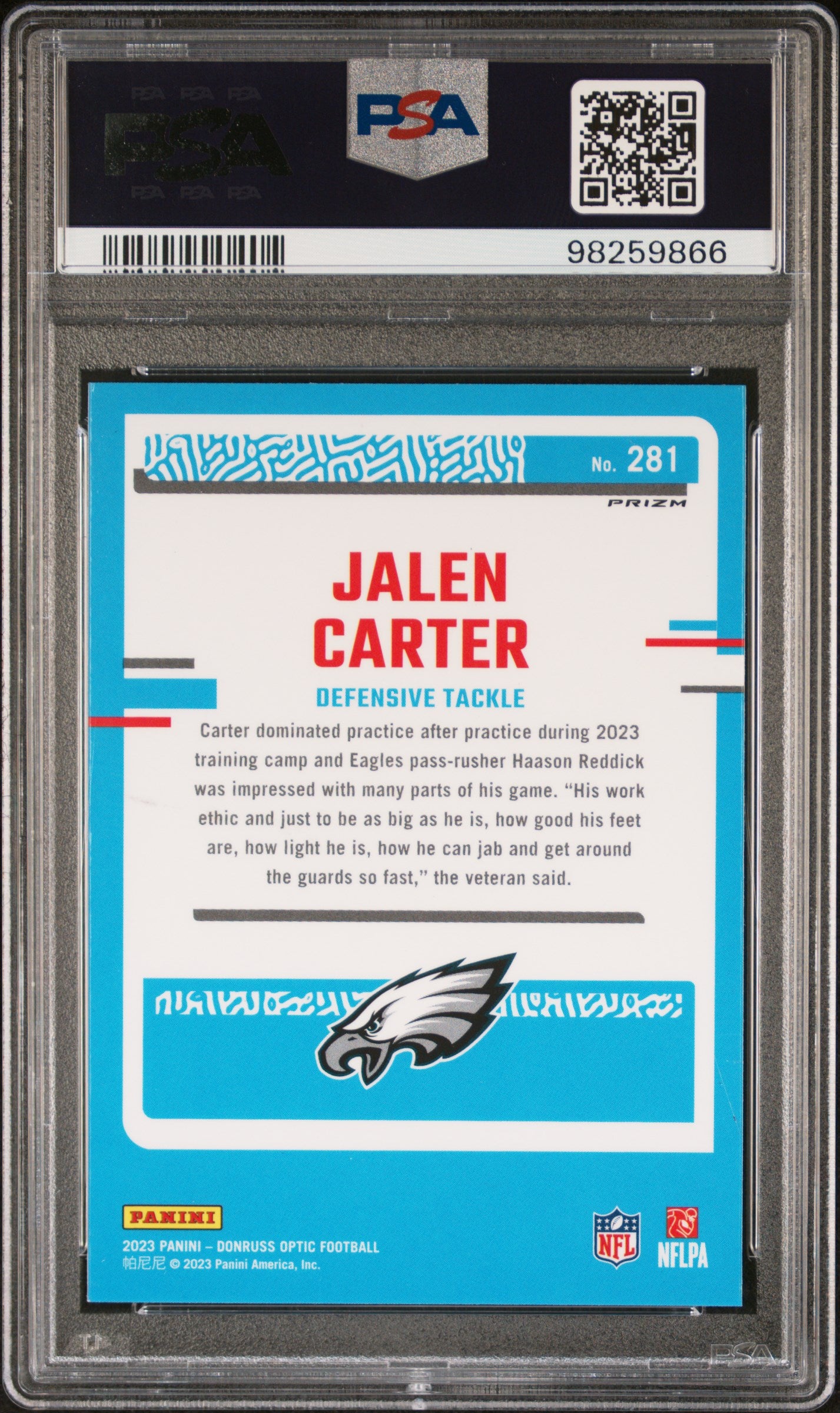 2023 Panini Donruss Optic #281 Jalen Carter Stars PSA 9
