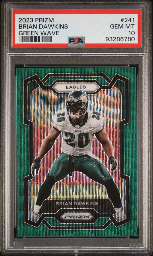 2023 Panini Prizm #241 Brian Dawkins Green Wave PSA 10