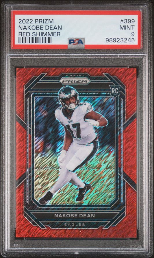 2022 Panini Prizm #399 Nakobe Dean Red Shimmer PSA 9
