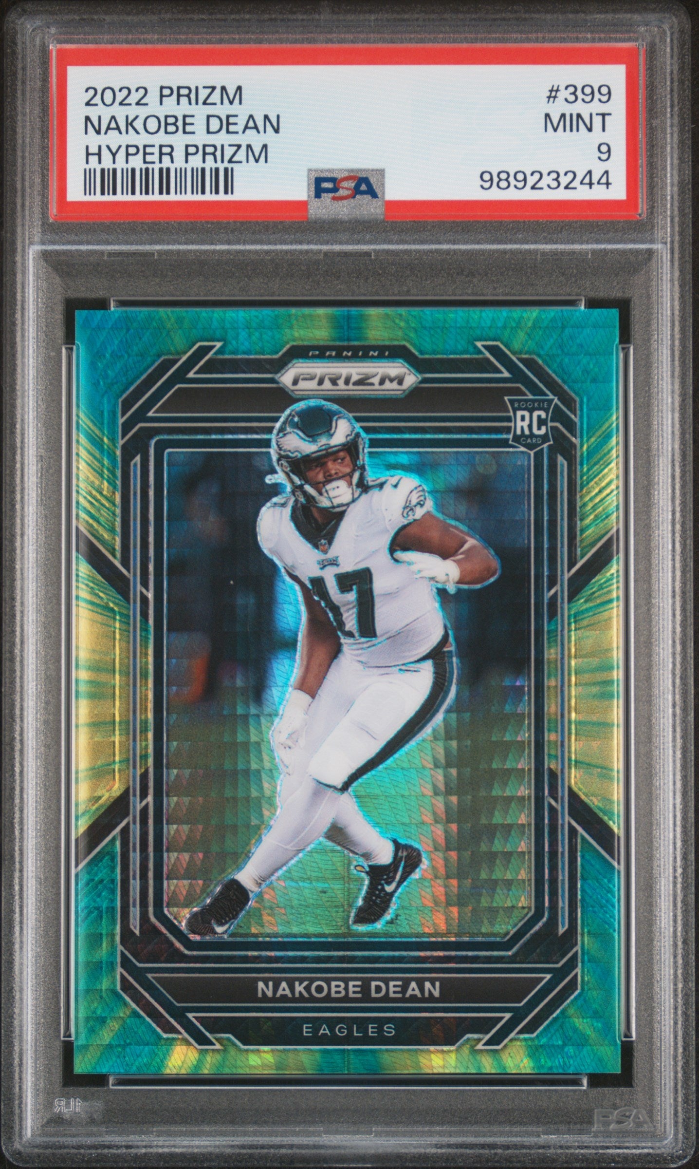 2022 Panini Prizm #399 Nakobe Dean Hyper Prizm PSA 9