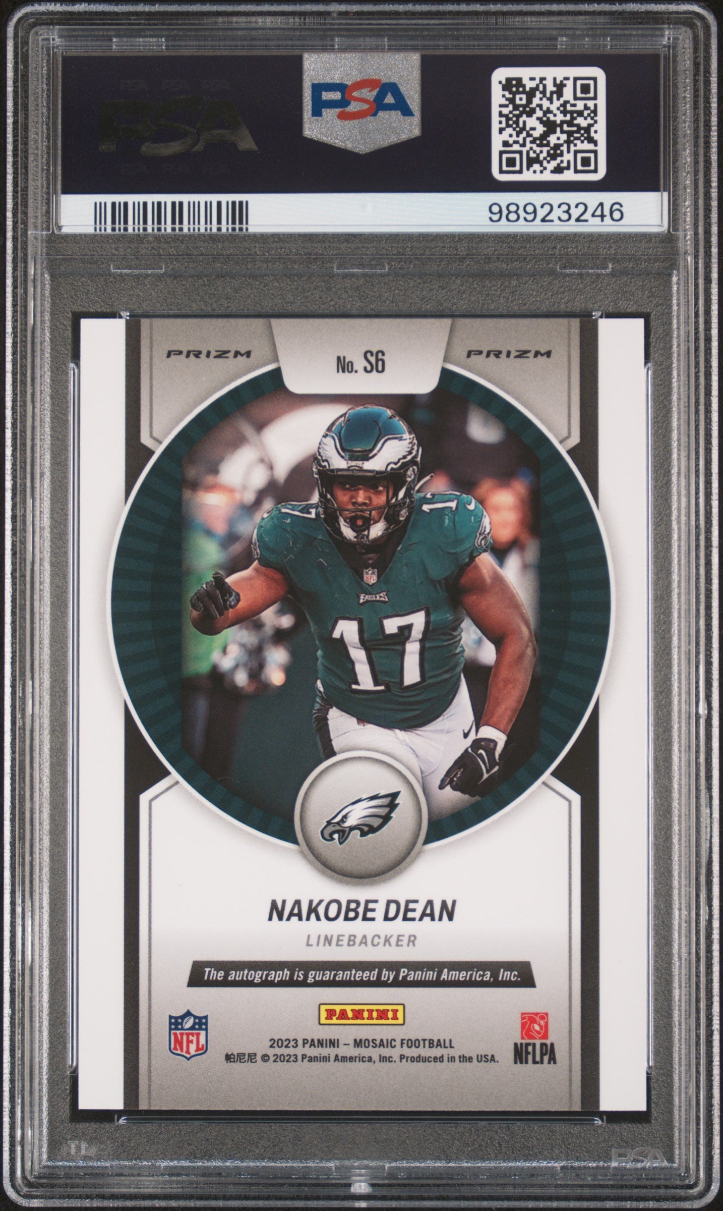 2023 Panini Mosaic Scripts #S6 Nakobe Dean PSA 10