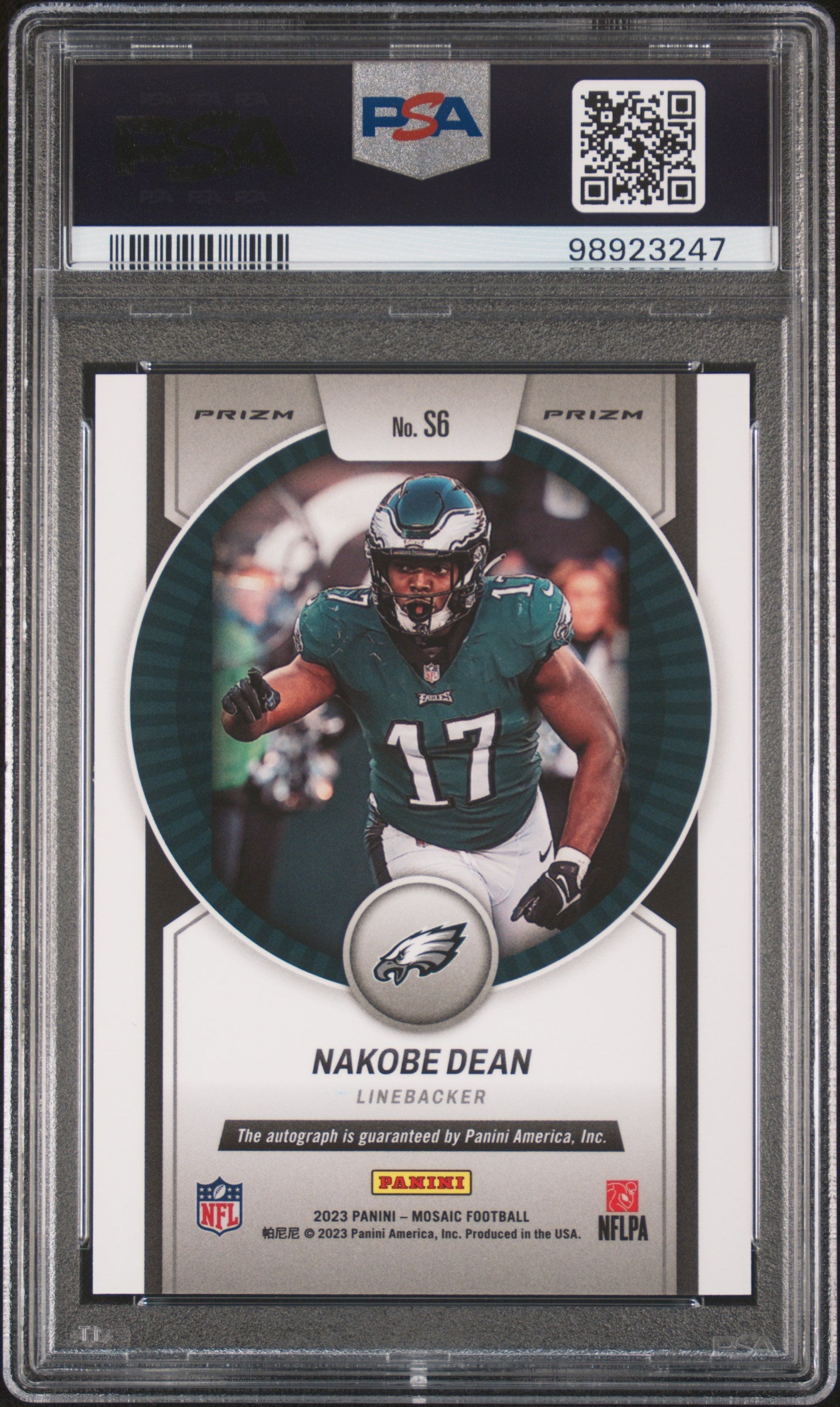 2023 Panini Mosaic Scripts #S6 Nakobe Dean PSA 10