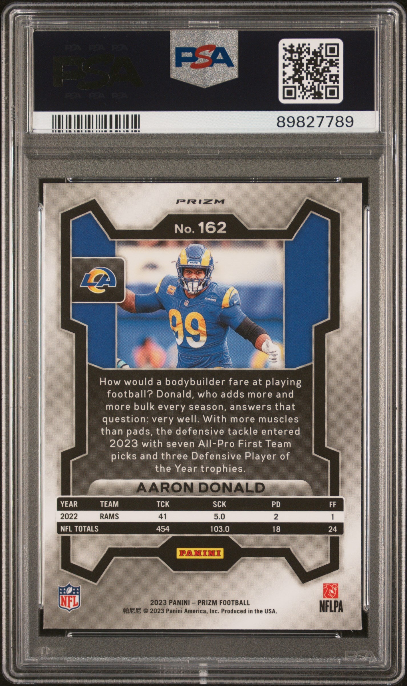 2023 Panini Prizm #162 Aaron Donald Lazer Prizm PSA 10