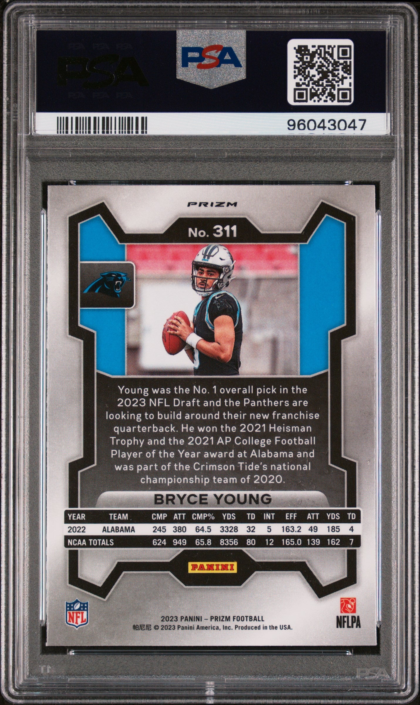 2023 Panini Prizm #311 Bryce Young Green Wave PSA 8