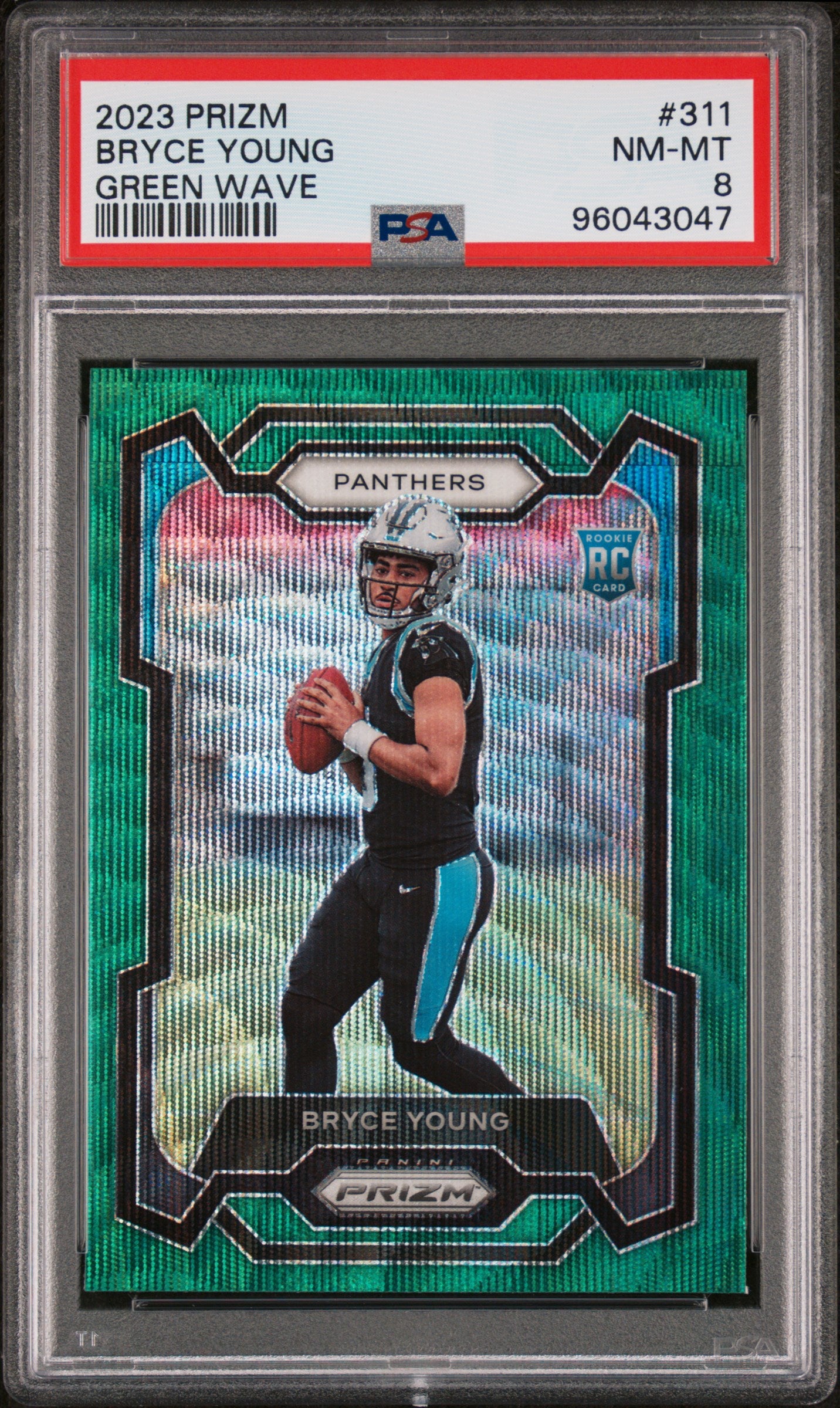 2023 Panini Prizm #311 Bryce Young Green Wave PSA 8