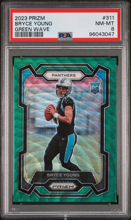 2023 Panini Prizm #311 Bryce Young Green Wave PSA 8