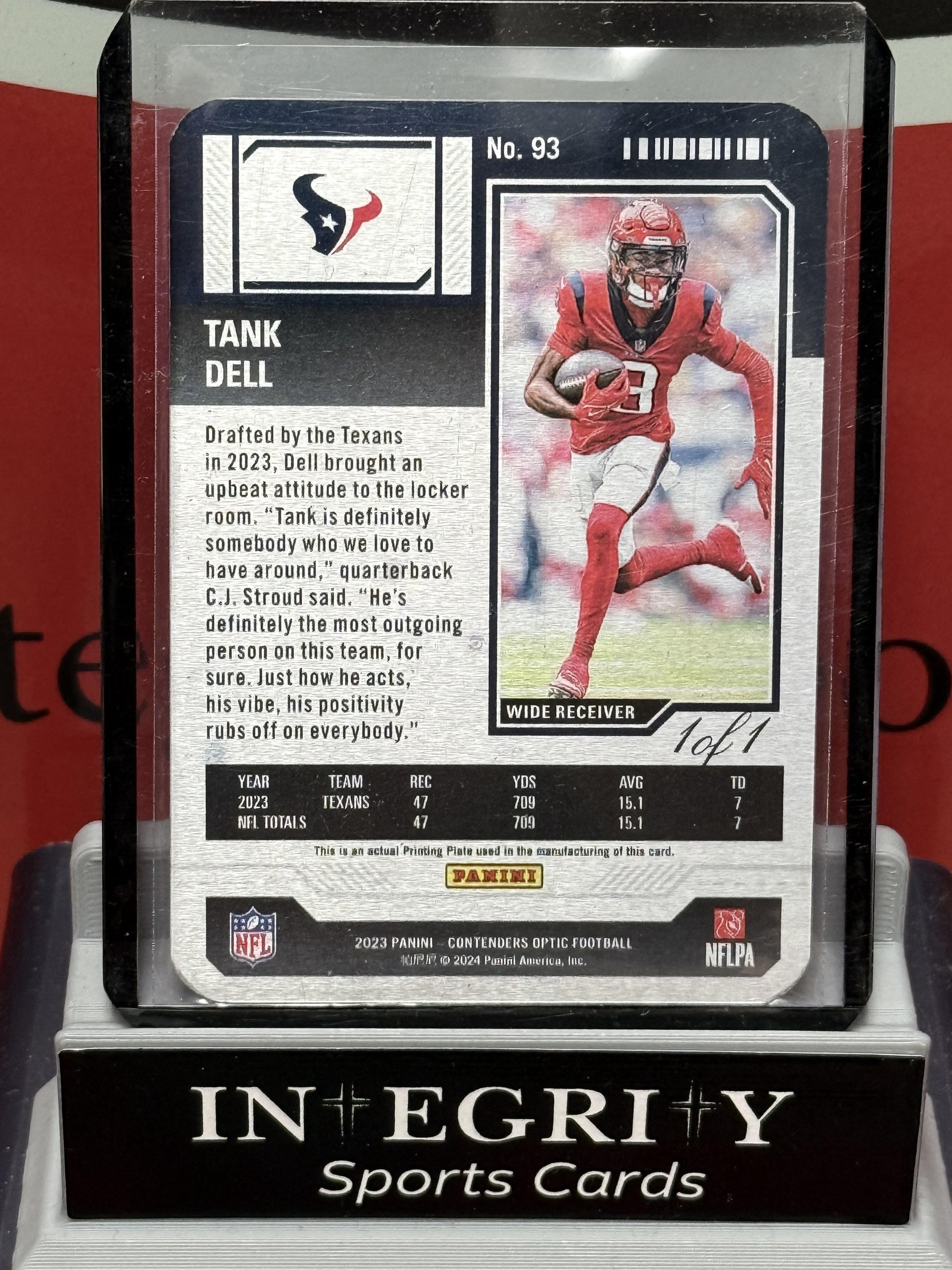 2023 Panini Contenders Optic #93 Tank Dell Printing Plate Magenta #/1