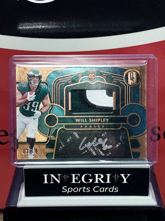 2024 PANINI GOLD STANDARD RC #228 WILL SHIPLEY SAPPHIRE PATCH AUTO AUTOGRAPH /10