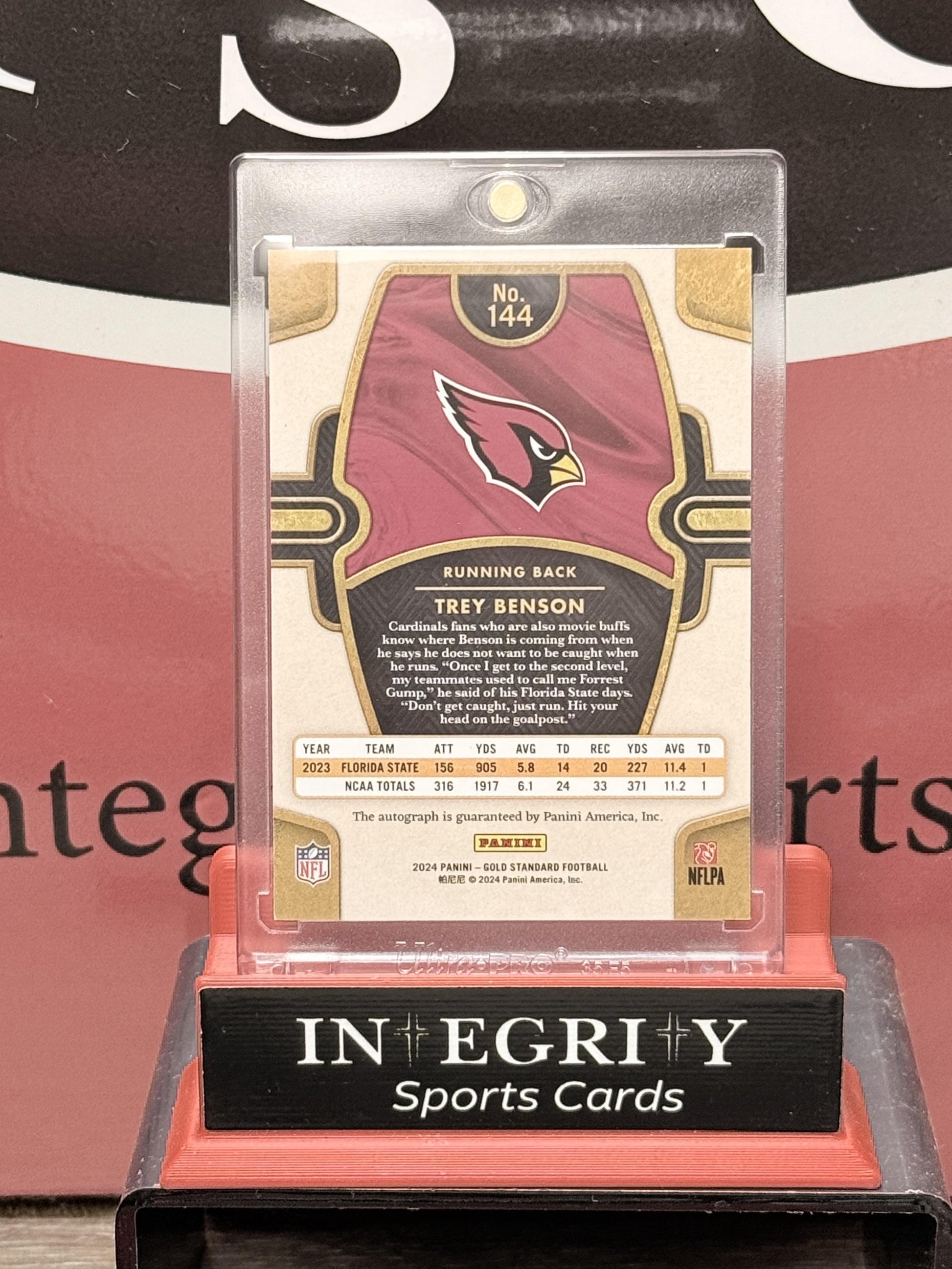 Trey Benson Auto 2024 Panini Gold Standard Golden Debuts RC 20/24 Rose Gold