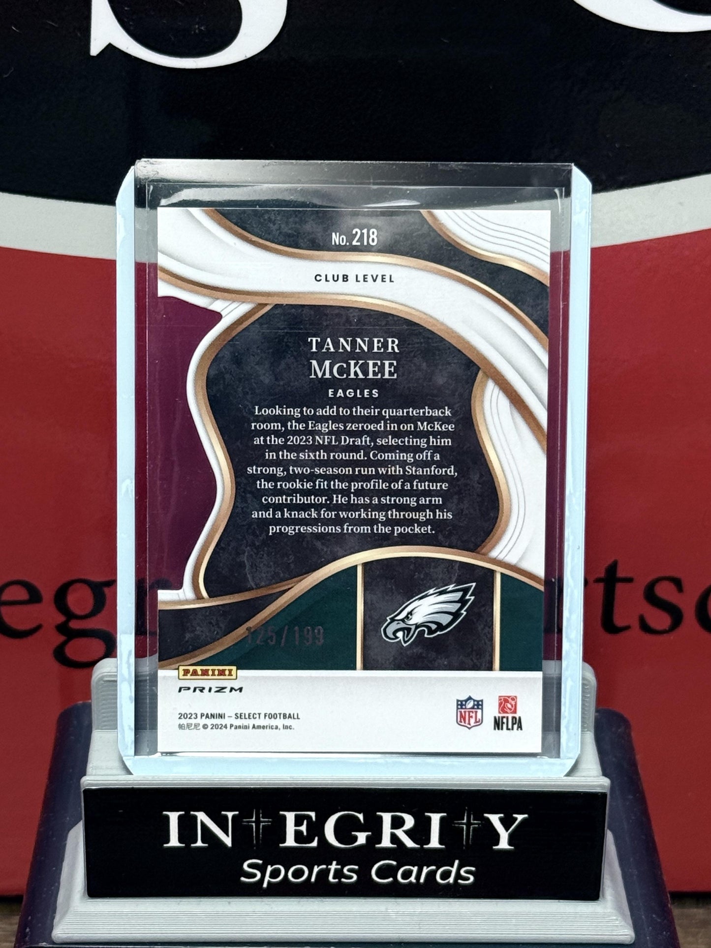 2023 Select Tanner McKee Club Level Die-Cut White Prizm /199 Philadelphia Eagles