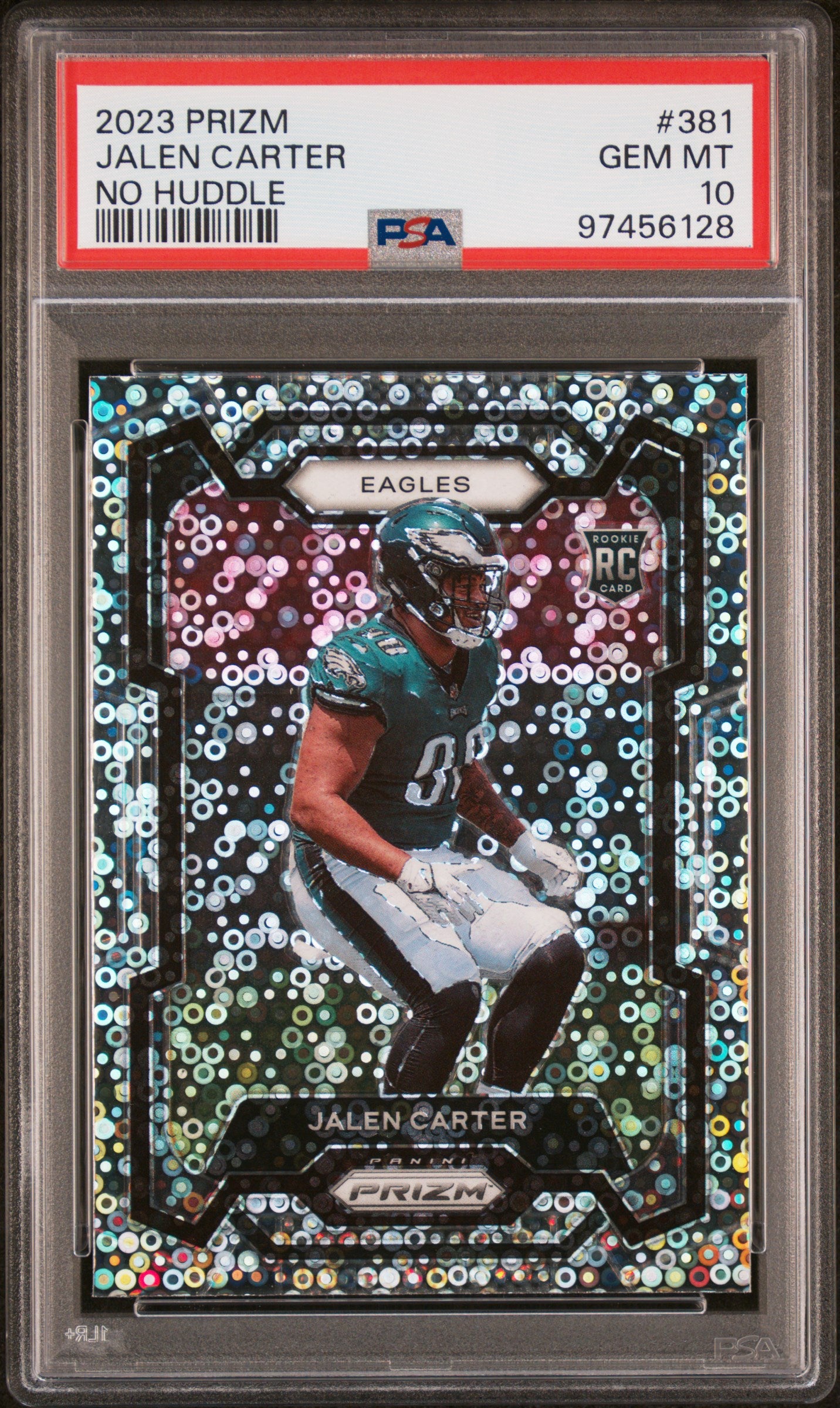 2023 Panini Prizm #381 Jalen Carter No Huddle Silver PSA 10