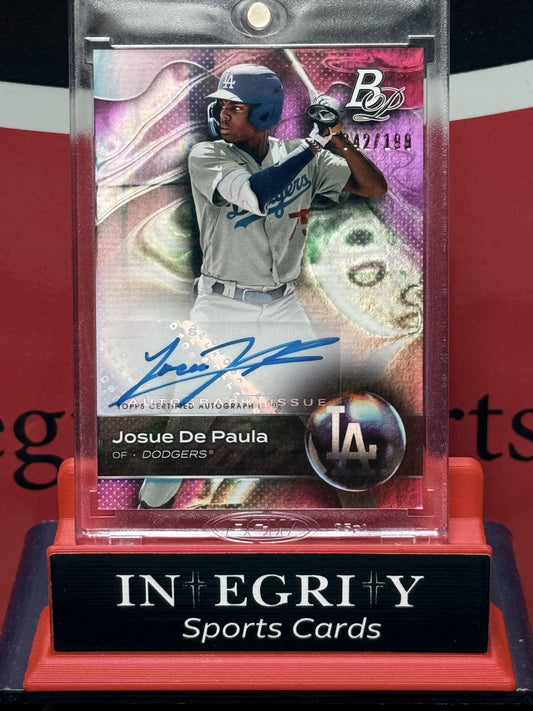 2023 Bowman Platinum #TOP-80 Josue De Paula Top Prospects Autographs Pink #/199