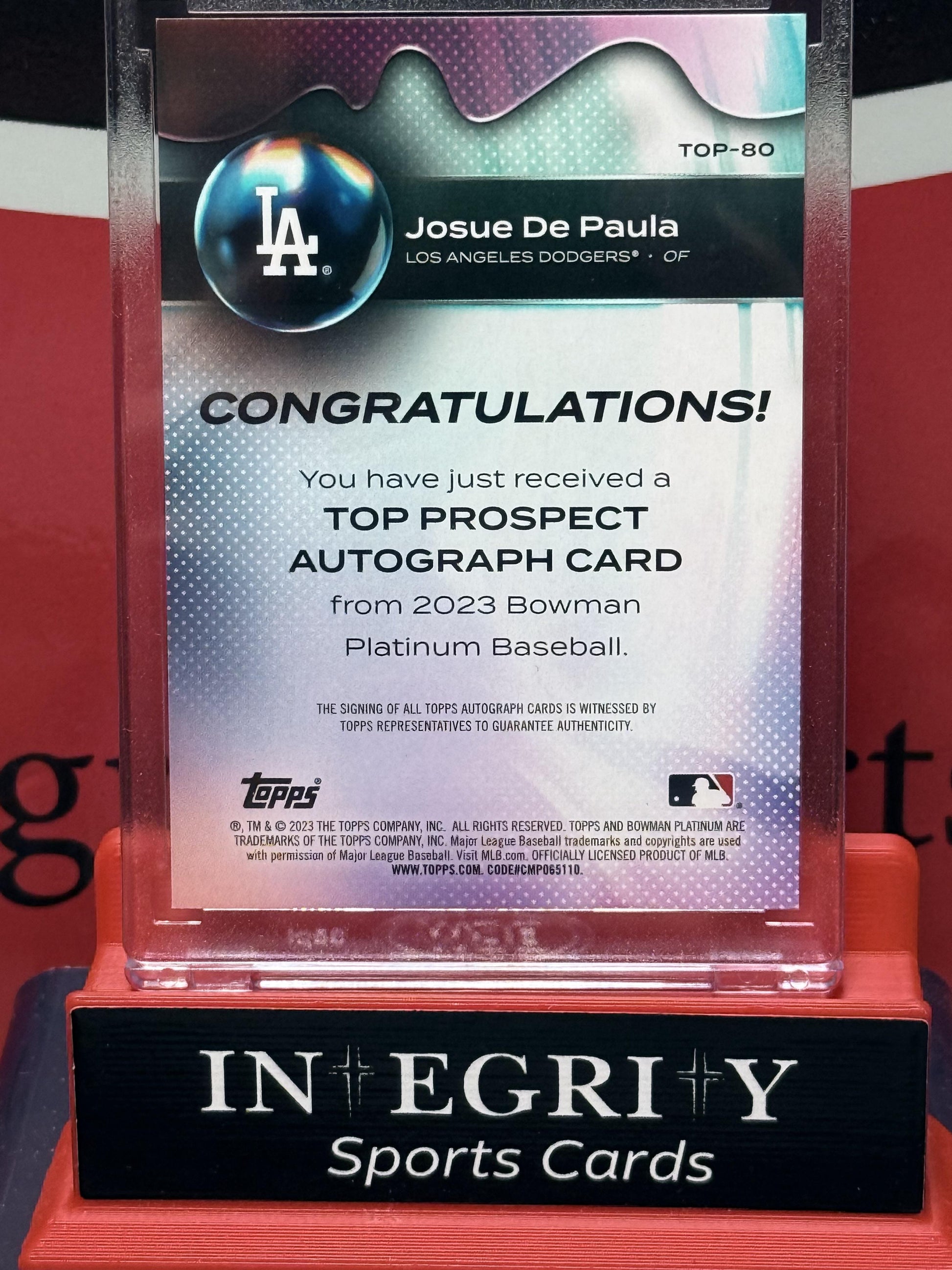 2023 Bowman Platinum #TOP-80 Josue De Paula Autographs Ice Pattern Foil #/50