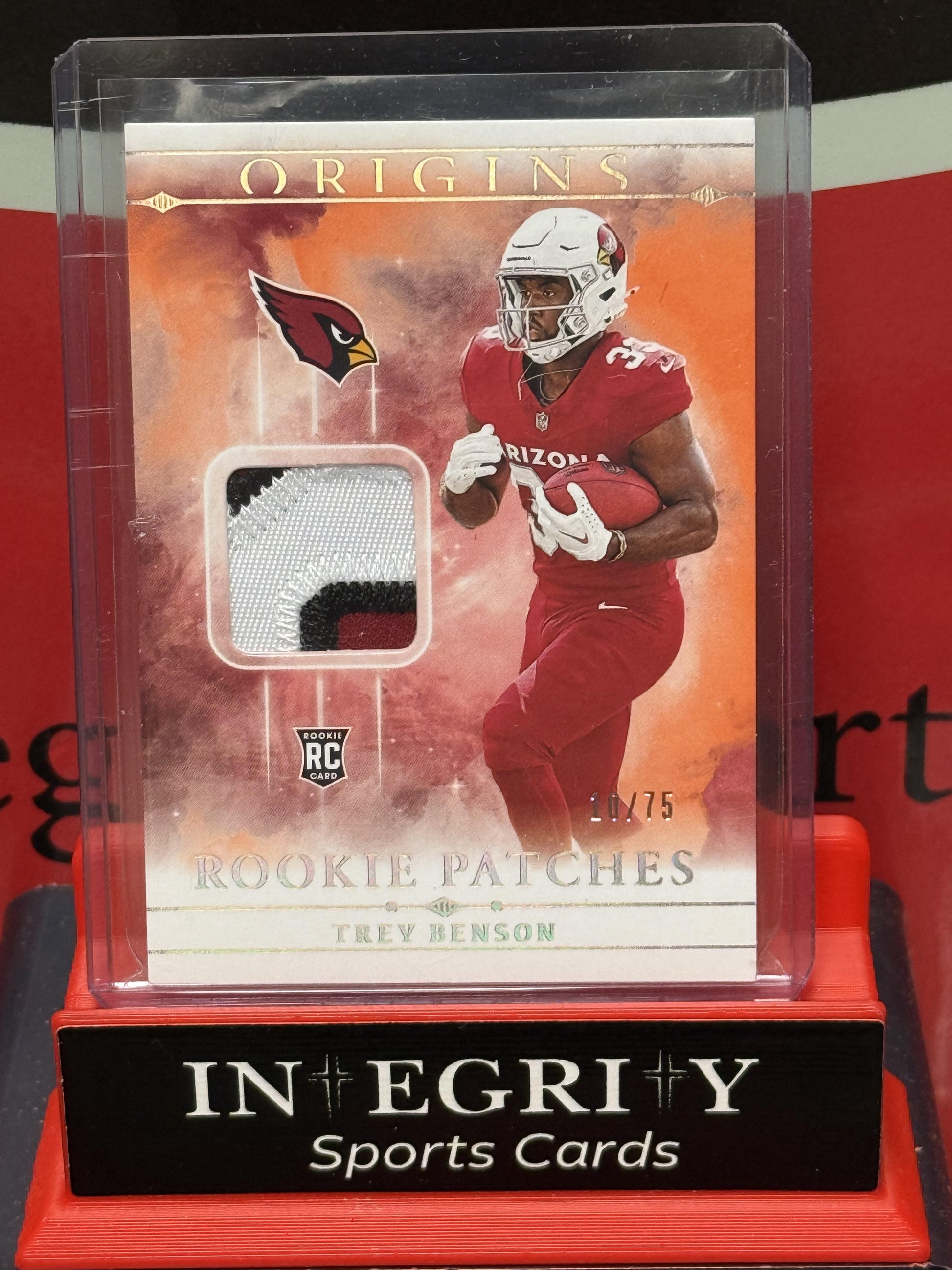 2024 Panini Origins #RPT-TBE Trey Benson Rookie Patches Orange
