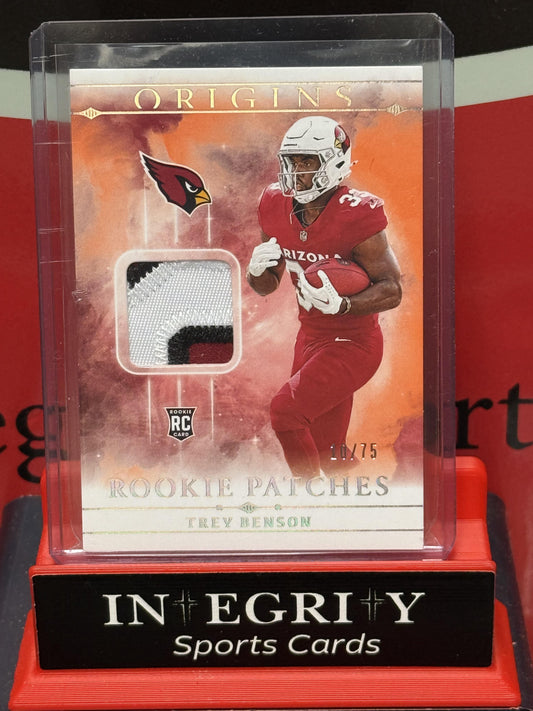 2024 Panini Origins #RPT-TBE Trey Benson Rookie Patches Orange