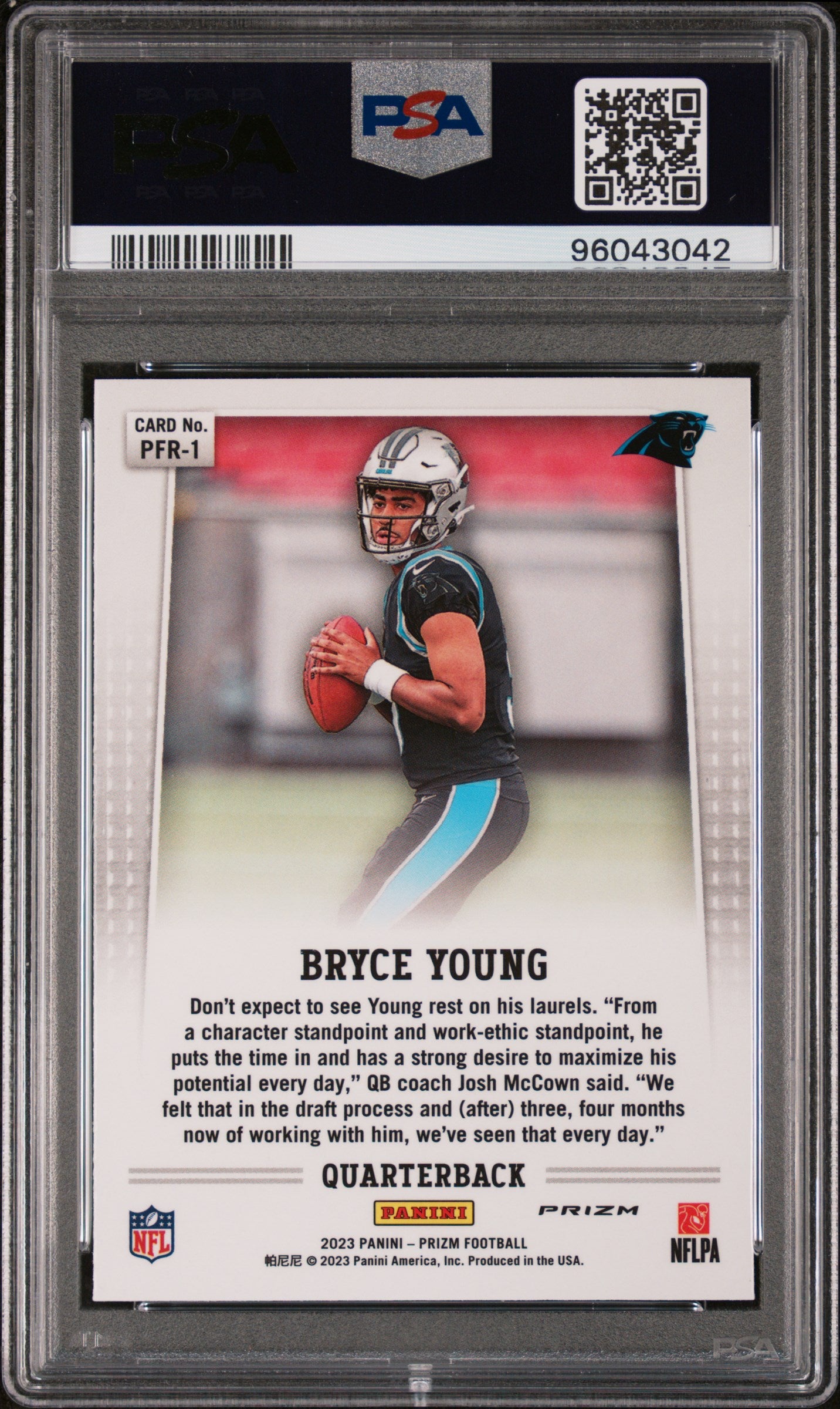2023 Panini Prizm PFR1 Bryce Young Flashback Rookie-No Huddle PSA 10