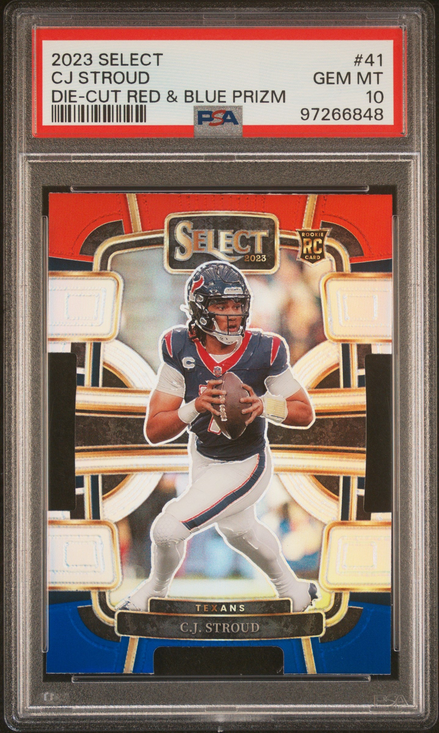 2023 Panini Select #41 Cj Stroud Die-Cut Red & Blue Prizm PSA 10