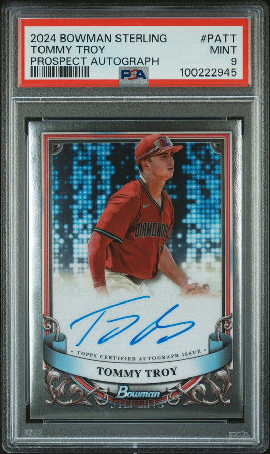 2024 Bowman Sterling Prospect Autographs #PATT Tommy Troy PSA 9