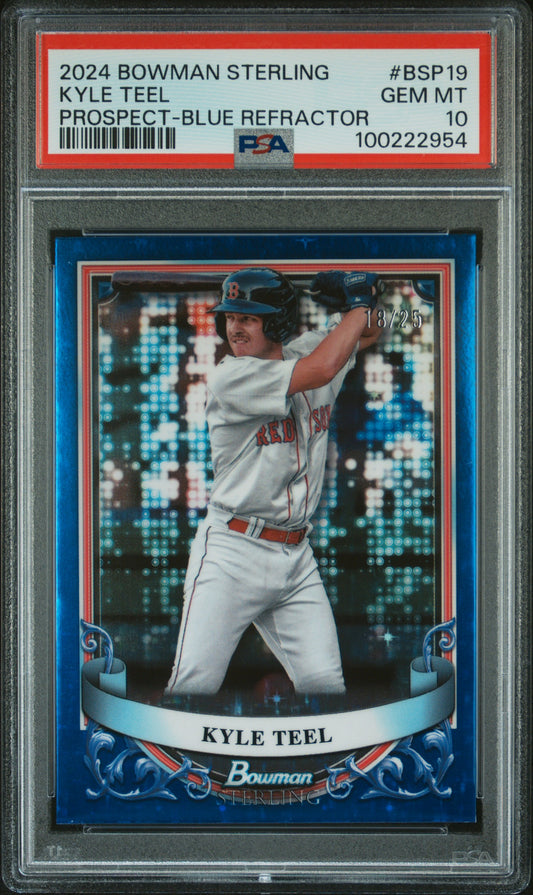 2024 Bowman Sterling Prospects #BSP19 Kyle Teel Prospect-Blue Refractor PSA 10