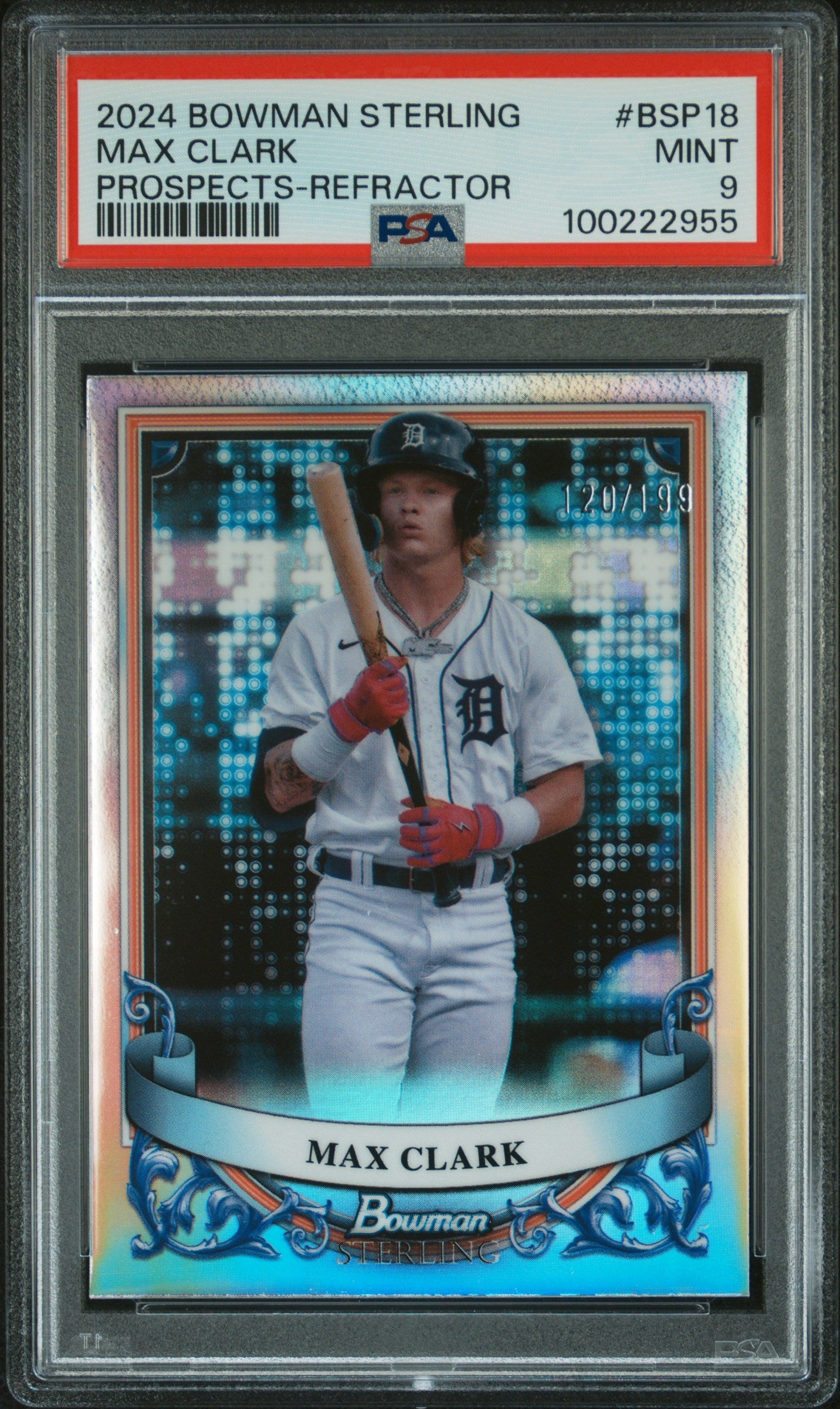 2024 Bowman Sterling Prospects #BSP18 Max Clark Prospects-Refractor PSA 9
