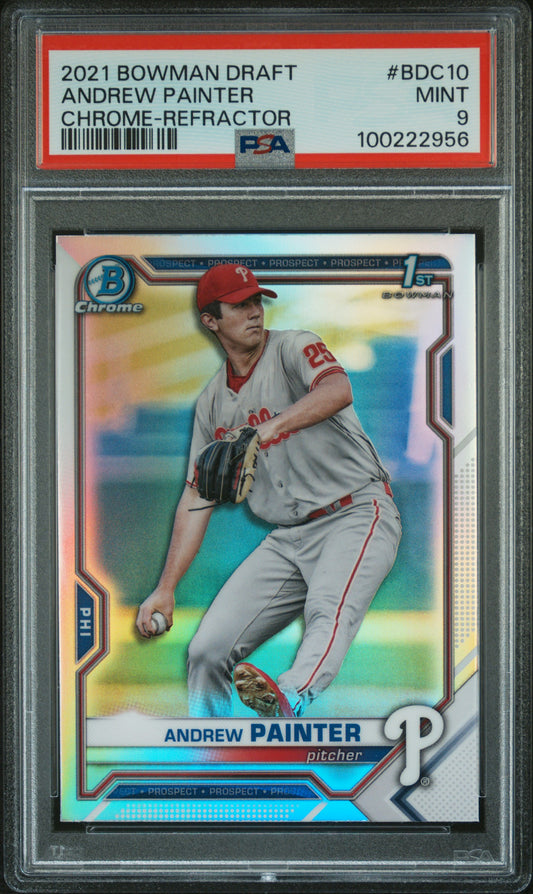 2021 Bowman Draft #BDC10 Andrew Painter Chrome-Refractor PSA 9