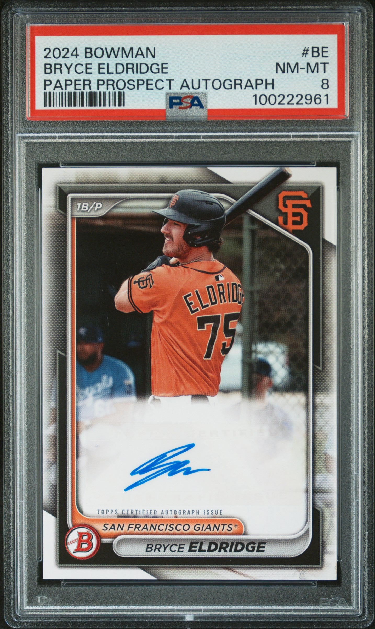2024 Bowman Paper Prospect Autographs #BE Bryce Eldridge PSA 8