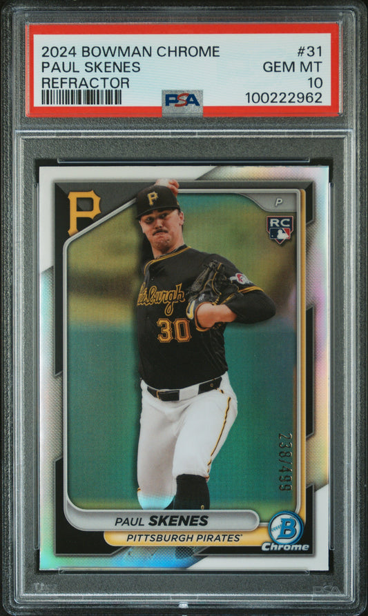 2024 Bowman Chrome #31 Paul Skenes Refractor PSA 10