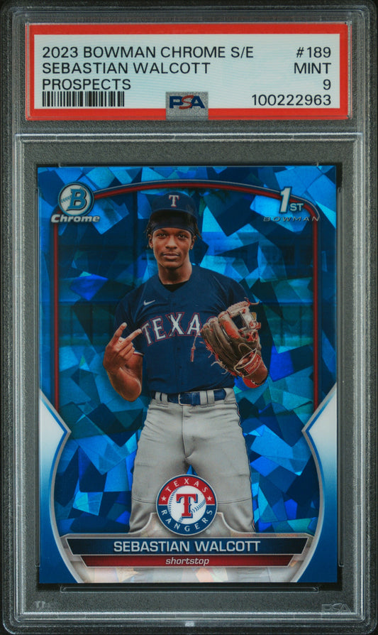 2023 Bowman Chrome Sapphire Edition Prospects #189 Sebastian Walcott PSA 9
