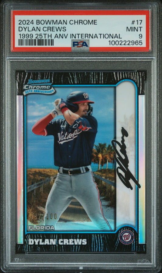 2024 Bowman Chrome 1999 25th Anniversary International #17 Dylan Crews/100 PSA 9