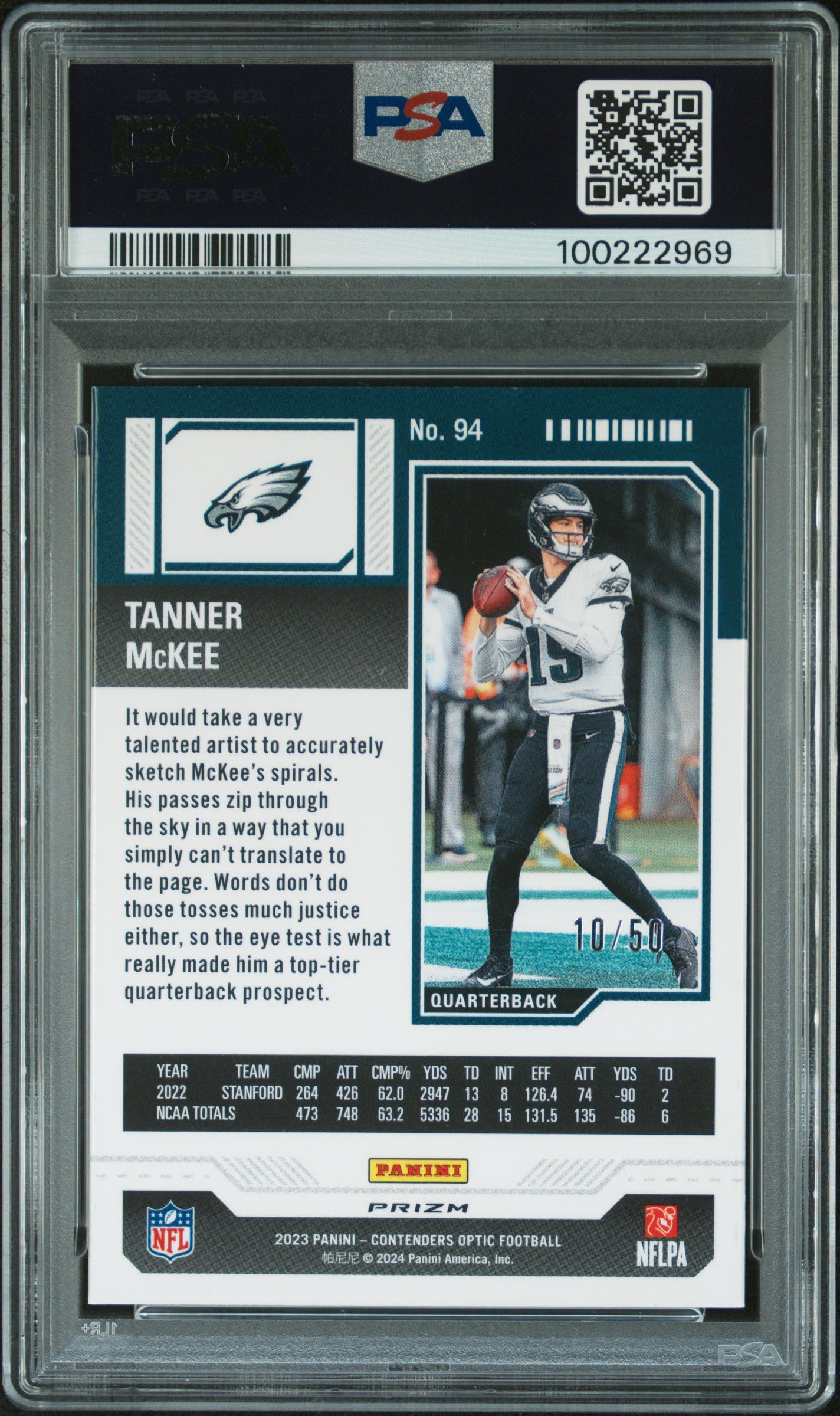 2023 Panini Contenders Optic #94 Tanner Mckee Orange PSA 9