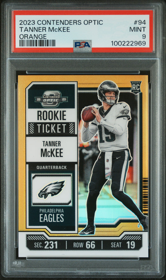 2023 Panini Contenders Optic #94 Tanner Mckee Orange PSA 9