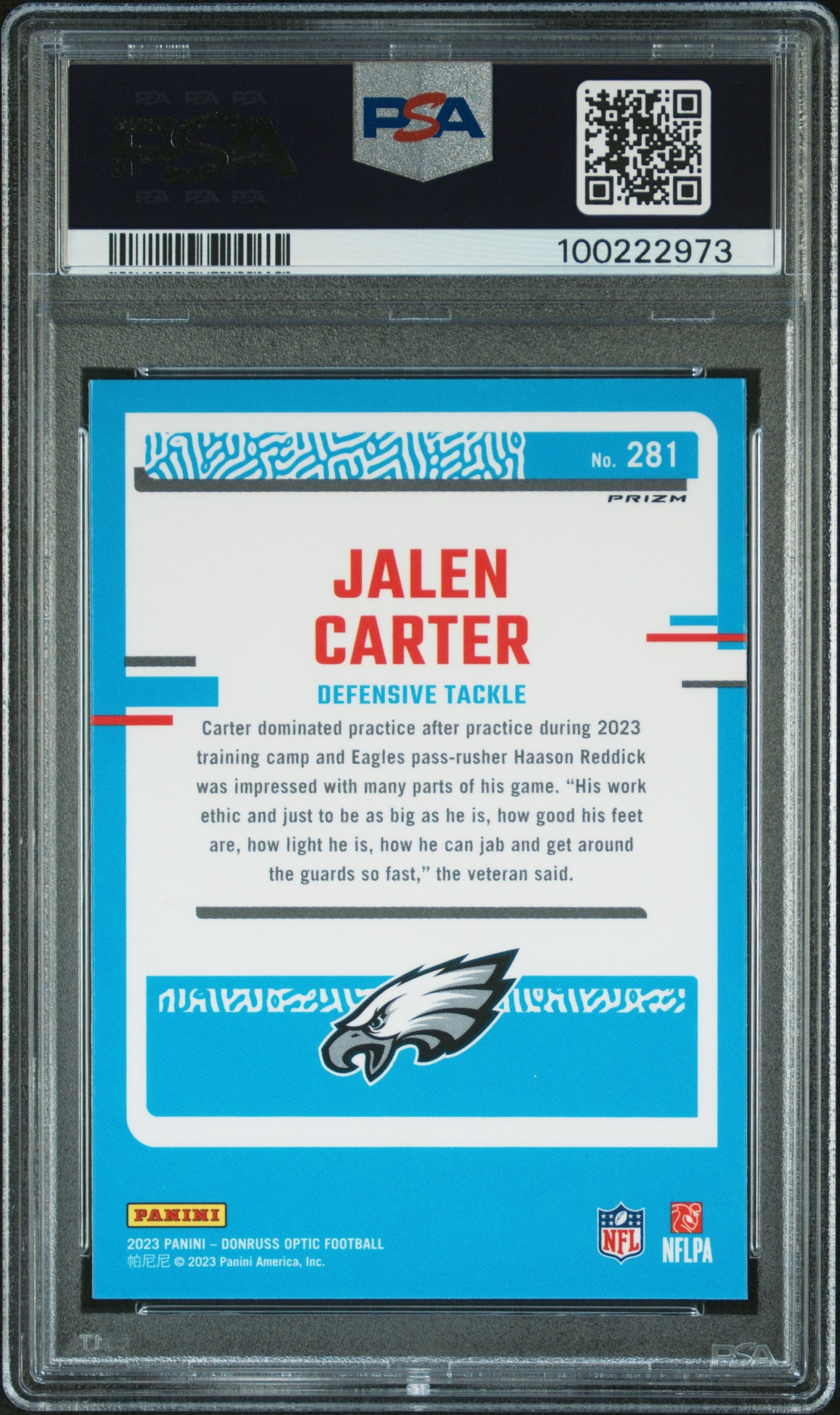 2023 Panini Donruss Optic #281 Jalen Carter Stars PSA 8