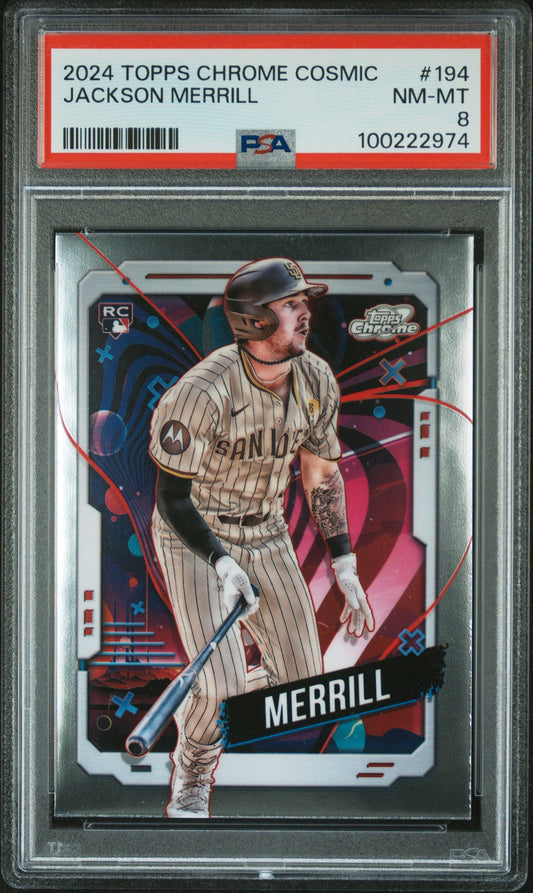 2024 Topps Chrome Cosmic #194 Jackson Merrill PSA 8