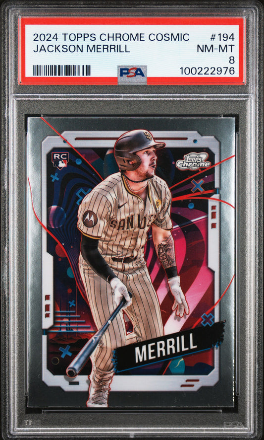 2024 Topps Chrome Cosmic #194 Jackson Merrill PSA 8