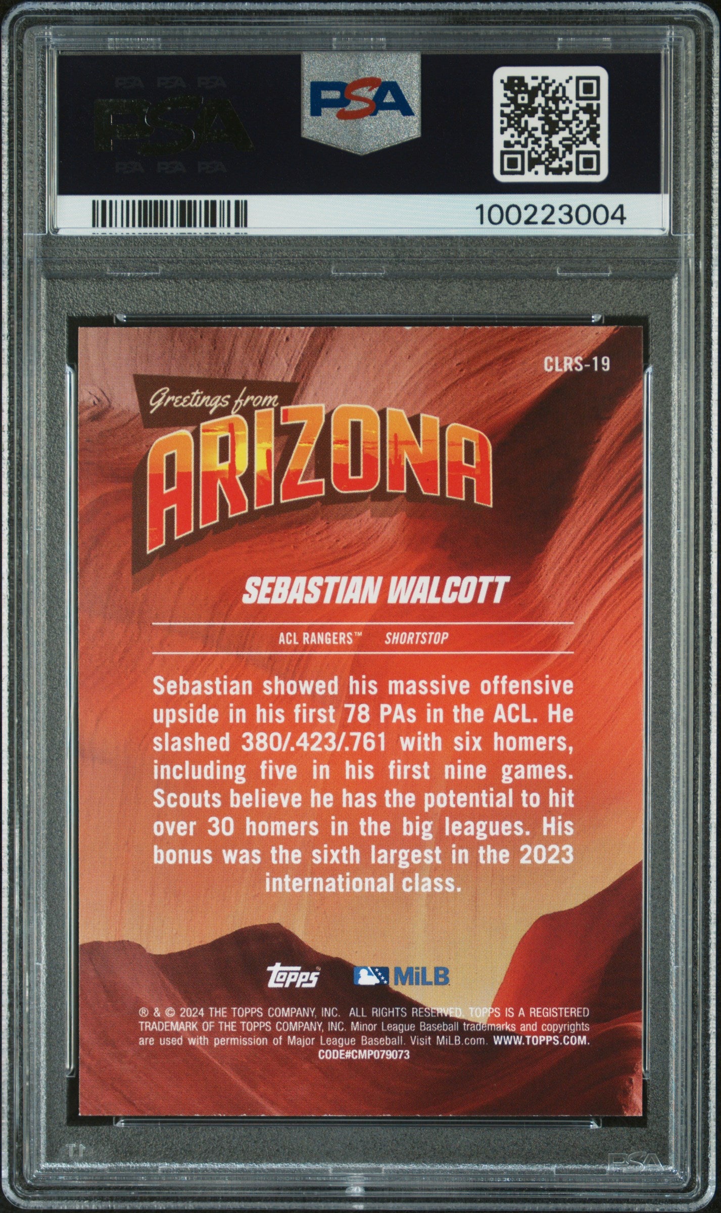 2024 Topps Pro Debut Complex League Rising Stars #CLRS19 Sebastian Walcott PSA 9