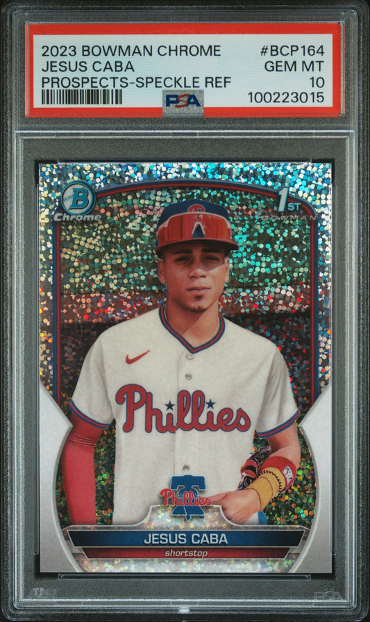 2023 Bowman Chrome Prospects #BCP164 Jesus Caba Prospects-Speckle Ref PSA 10