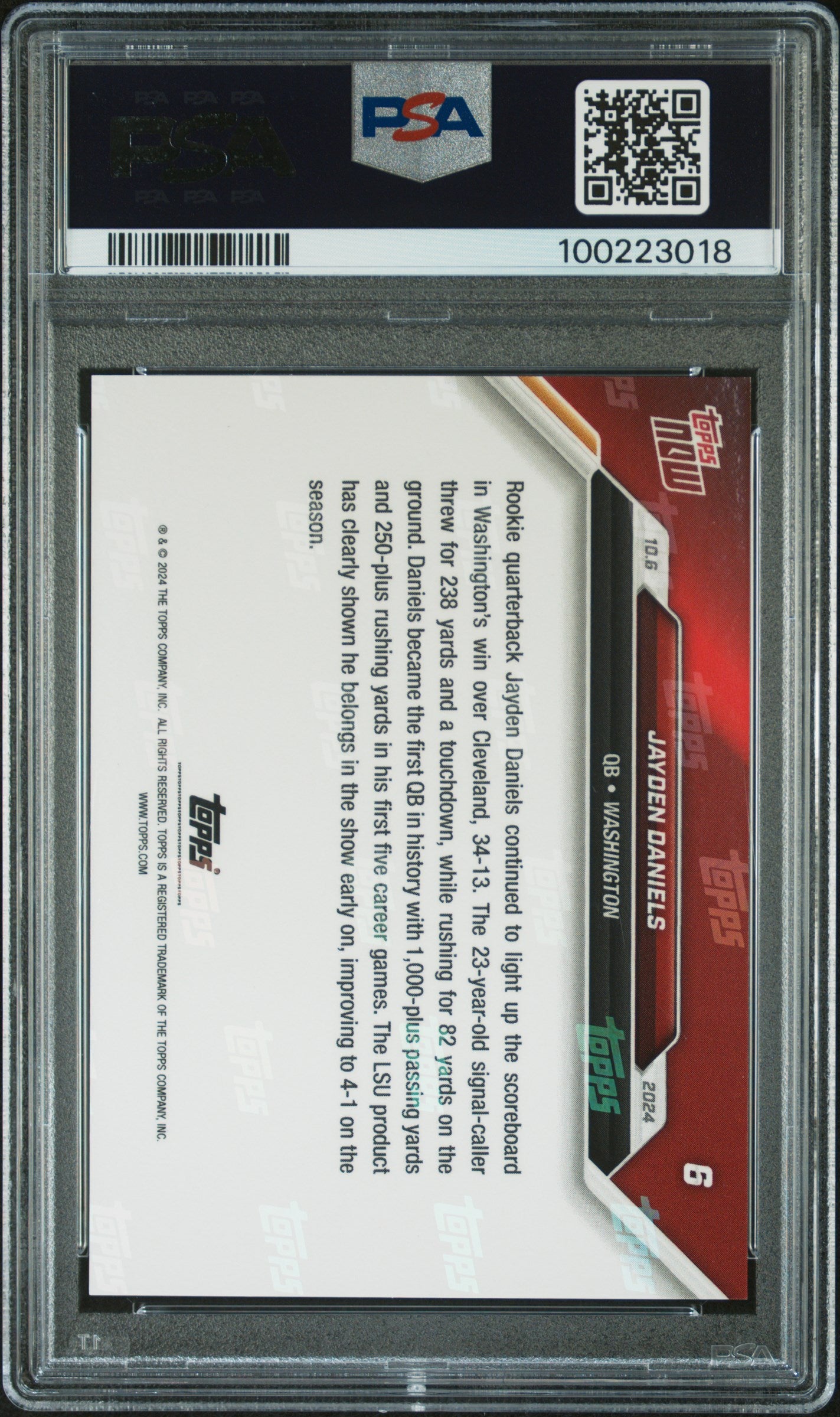 2024 Topps Now #6 Jayden Daniels Blue/49 PSA 10