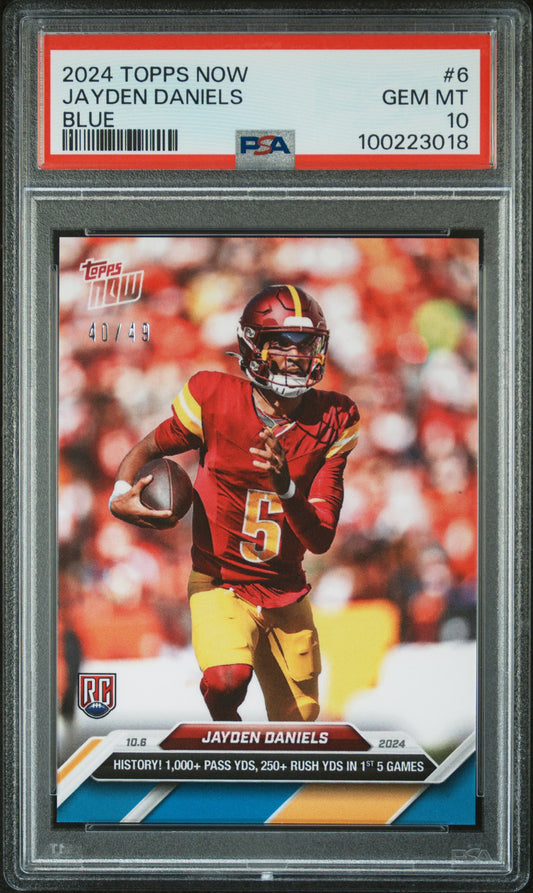 2024 Topps Now #6 Jayden Daniels Blue/49 PSA 10