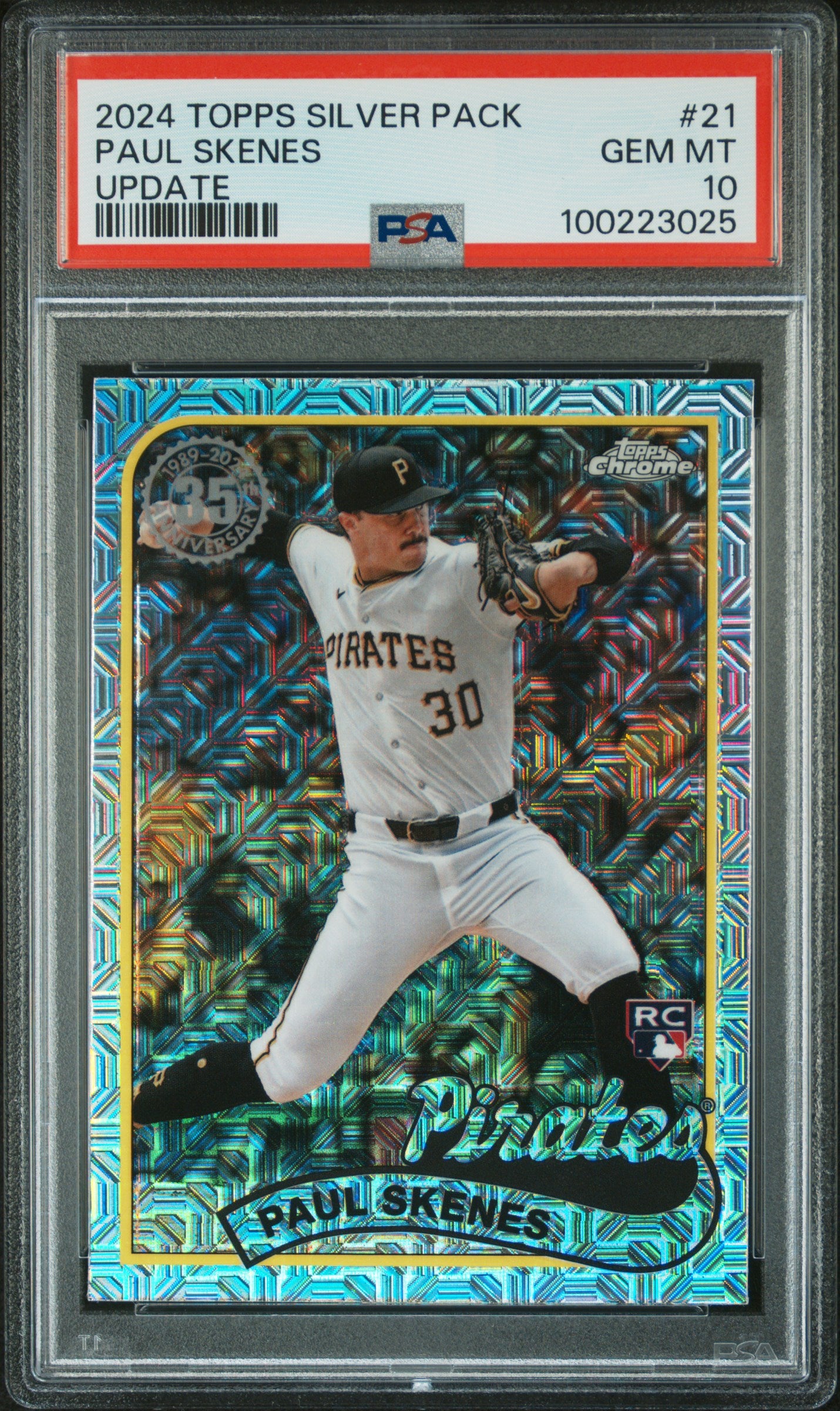 2024 Topps Silver Pack 1989 Chrome Promo #21 Paul Skenes Update PSA 10